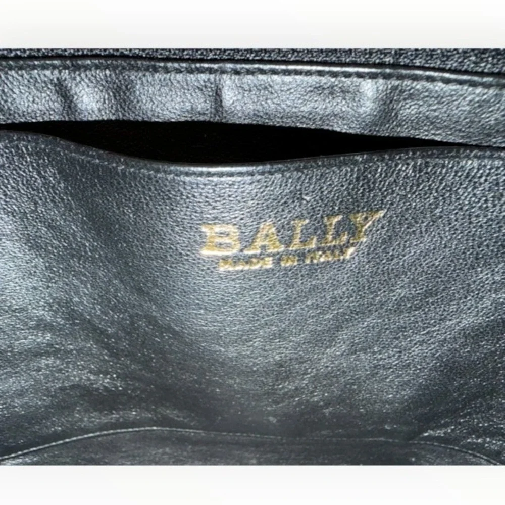 Vintage Bally Black Genuine Ostrich Leather Top Handle Bag Gold Hardware